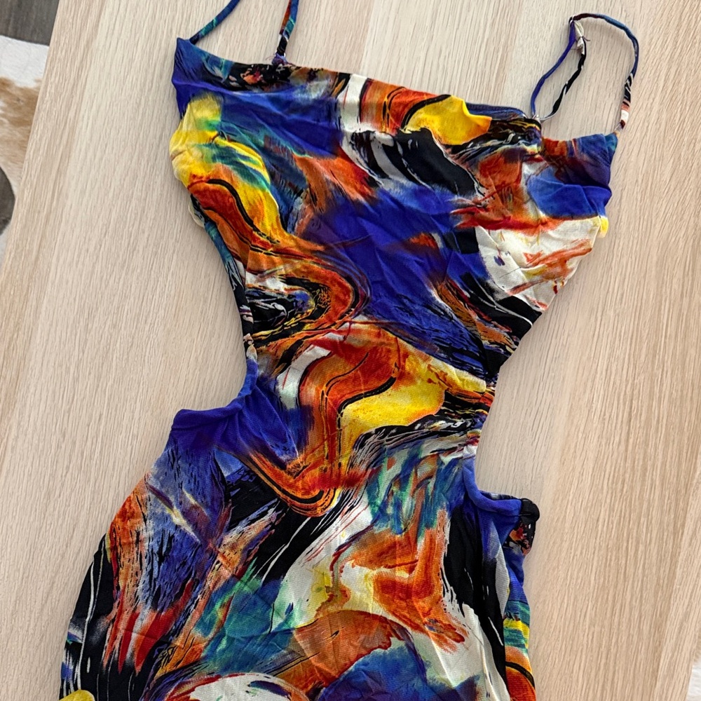 Vibrant Multicolor Cutout Dress
